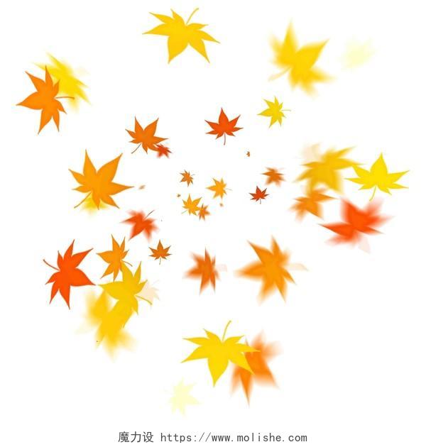 黄色橙色飘落的秋天叶子秋天氛围风景PNG素材